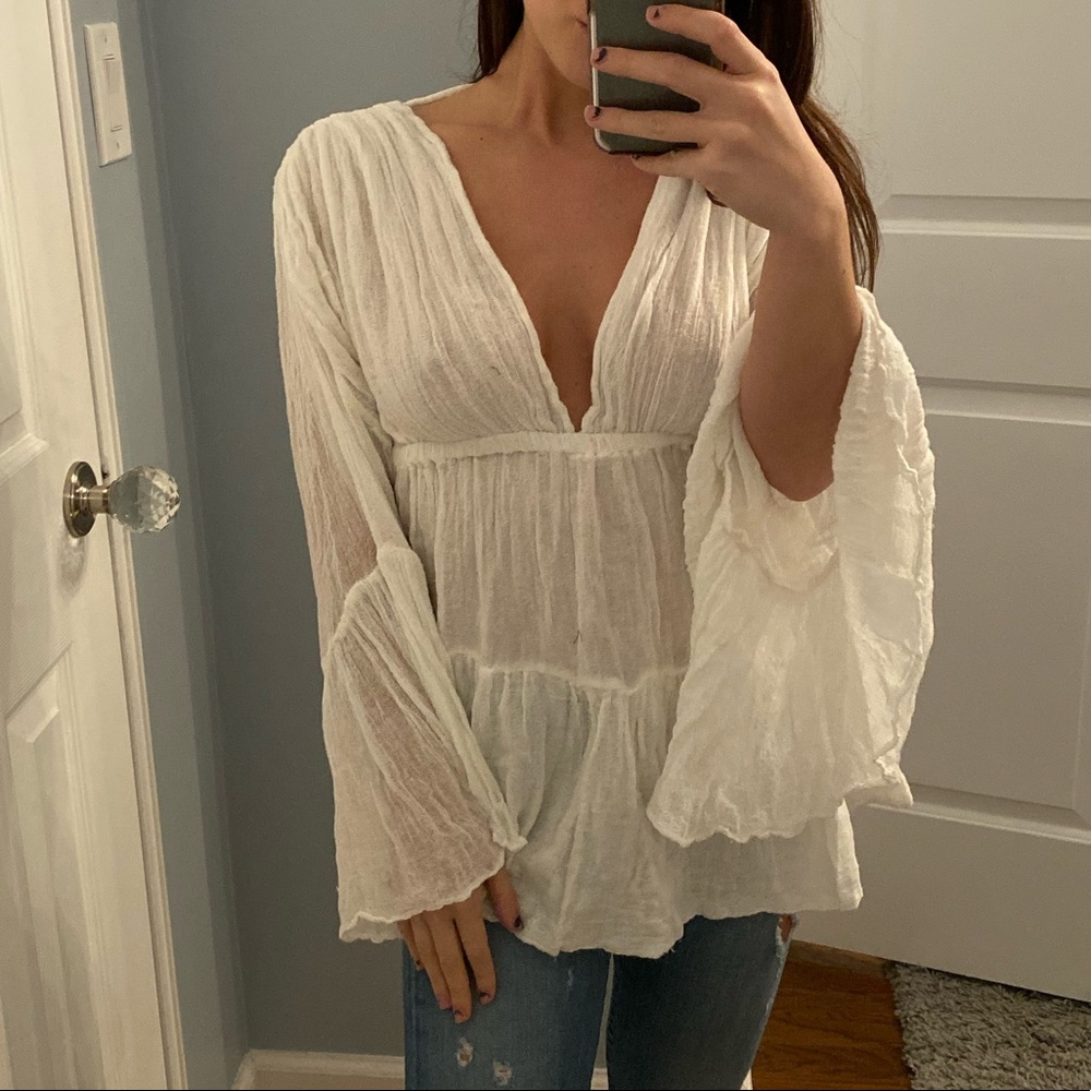 Jens Pirate Booty X Free People Linen Deep V Top